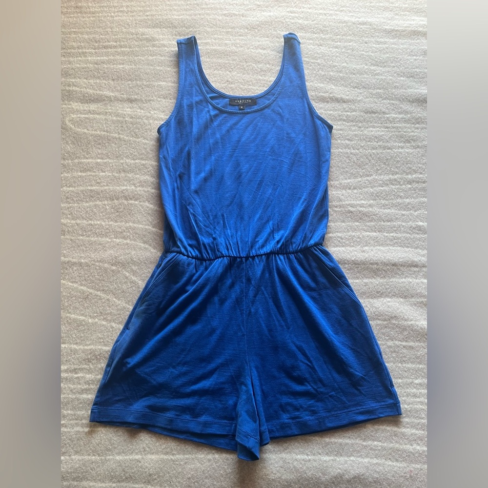 New Women's Cobalt Blue Merino Blend Romper - Picture 4 of 4